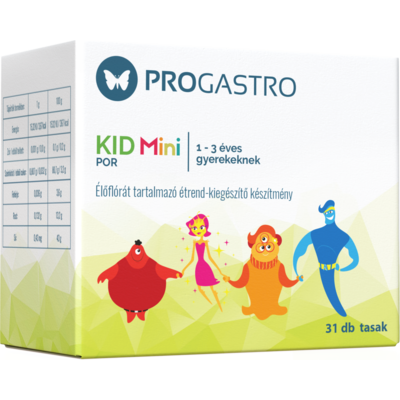 Progastro kid mini por 1-3 éves gyerekeknek élőflórát tartalmazó étrend-kiegészítő készítmény 31 db tasak