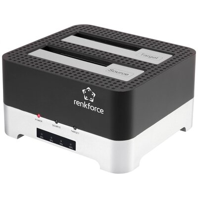 Renkforce RF-DOCKING-02 USB 3.2 (1. generáció) (USB 3.0) SATA 6 Gb/s 2 port Merevlemez másoló állomás 2.5 coll, 3.5 coll Klónozó funkcióval