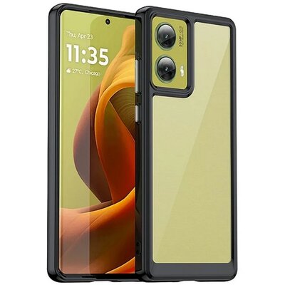 Szilikon telefonvédő (ütésállóság, átlátszó hátlap) FEKETE [Motorola Moto G85 5G]