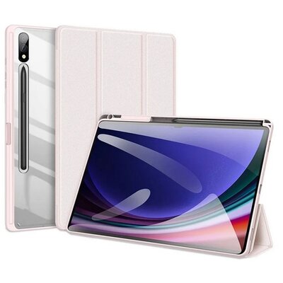 DUX DUCIS TOBY tok álló, bőr hatású (aktív FLIP, oldalra nyíló, TRIFOLD, asztali tartó, ceruza tartó) RÓZSASZÍN [Samsung Galaxy Tab S10 Plus LTE (SM-X826B) / Galaxy Tab S10 Plus WIFI (SM-X820)]