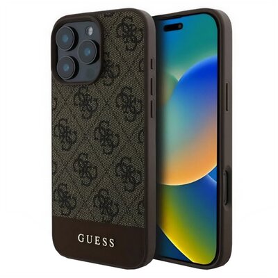 CG MOBILE GUHCP16XG4GLBR GUESS 4G STRIPE műanyag telefonvédő (textil hátlap) VILÁGOSBARNA [Apple iPhone 16 Pro Max 5G]