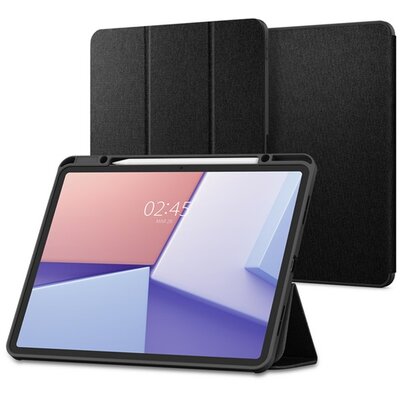 SPIGEN ACS07671 SPIGEN URBAN FIT tok álló (FLIP, oldalra nyíló, TRIFOLD, asztali tartó, ceruza tartó, textil minta) FEKETE [Apple IPAD Pro 12.9 (2018) / IPAD Air 13 (2024)]