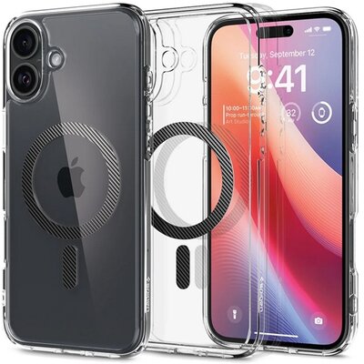 SPIGEN ACS08077 SPIGEN ULTRA HYBRID MAG műanyag telefonvédő (ütésállóság, légpárnás keret, karbon minta, MagSafe) ÁTLÁTSZÓ [Apple iPhone 16 Plus 5G]