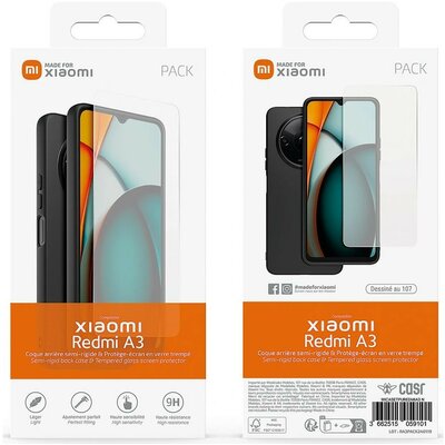 Xiaomi Redmi A3, Szilikon tok, ultravékony, + képernyővédő üveg, fekete, gyári