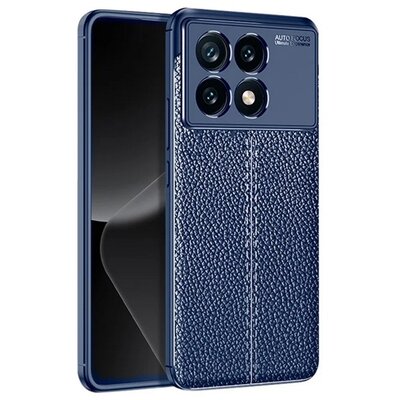 Szilikon telefonvédő (ütésállóság, bőr hatású, varrás minta) SÖTÉTKÉK [Xiaomi Poco X6 Pro 5G]