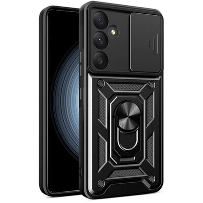 Defender szilikon telefonvédő (ütésállóság, tartógyűrű, kameravédő) FEKETE [Samsung Galaxy A55 5G (SM-A556)]