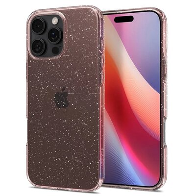 SPIGEN ACS08114 SPIGEN LIQUID CRYSTAL GLITTER szilikon telefonvédő (ütésállóság, légpárnás sarok, csillámporos) RÓZSASZÍN [Apple iPhone 16 Pro 5G]