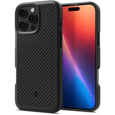 SPIGEN ACS08023 SPIGEN CORE ARMOR szilikon telefonvédő (ütésállóság, kameravédő, csíkos) FEKETE [Apple iPhone 16 Pro Max 5G]