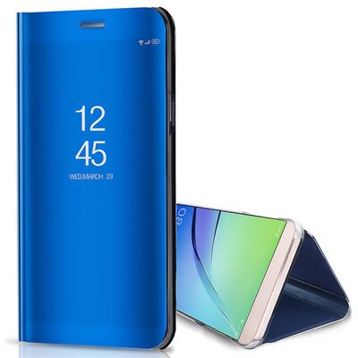 Tok álló (aktív FLIP, oldalra nyíló, asztali tartó, tükrös) SÖTÉTKÉK [Samsung Galaxy A05 4G (SM-A055F)]