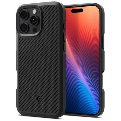 SPIGEN ACS08157 SPIGEN CORE ARMOR szilikon telefonvédő (ütésállóság, kameravédő, csíkos) FEKETE [Apple iPhone 16 Pro 5G]