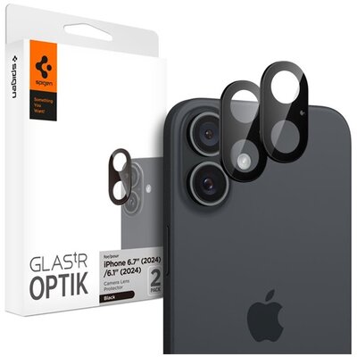 SPIGEN AGL07922 SPIGEN OPTIK kameravédő üveg 2db (9H) FEKETE [Apple iPhone 16 5G]