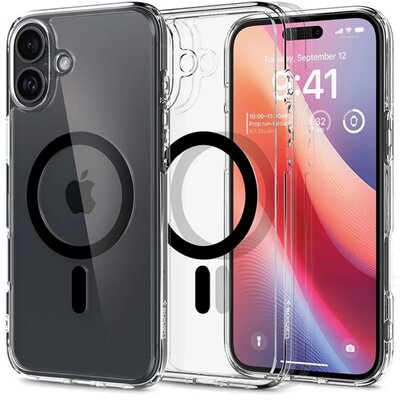 SPIGEN ACS08076 SPIGEN ULTRA HYBRID MAG műanyag telefonvédő (ütésállóság, légpárnás keret, MagSafe) FEKETE [Apple iPhone 16 Plus 5G]