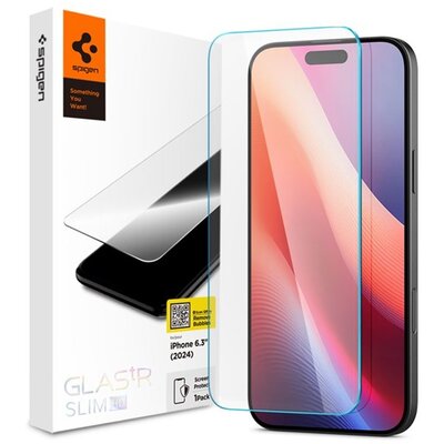 SPIGEN AGL07937 SPIGEN TR SLIM HD képernyővédő üveg (2.5D, tok barát, ultravékony, 0.2mm, 9H) ÁTLÁTSZÓ [Apple iPhone 16 Pro 5G]