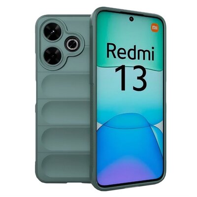 Szilikon telefonvédő (ütésállóság, kameravédő, 3D) SÖTÉTZÖLD [Xiaomi Redmi 13 4G]