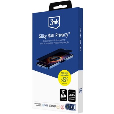 3MK SILKY MATT PRIVACY képernyővédő fólia (matt, tükröződésmentes, tokbarát, betekintés védelem) ÁTLÁTSZÓ [Apple iPhone 16 5G]