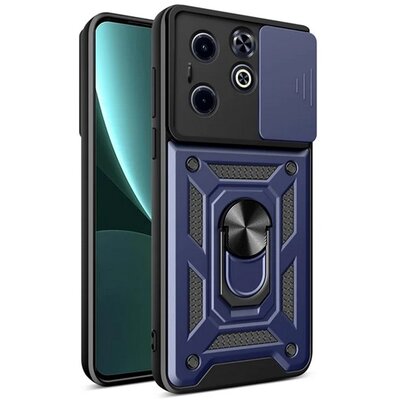 Defender szilikon telefonvédő (ütésállóság, tartógyűrű, kameravédő) SÖTÉTKÉK [Infinix Hot 40i 4G (X6528)]