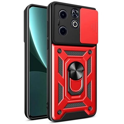 Defender szilikon telefonvédő (ütésállóság, tartógyűrű, kameravédő) PIROS [Infinix Hot 40i 4G (X6528)]