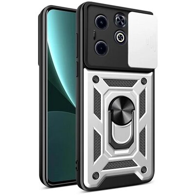 Defender szilikon telefonvédő (ütésállóság, tartógyűrű, kameravédő) EZÜST [Infinix Hot 40i 4G (X6528)]