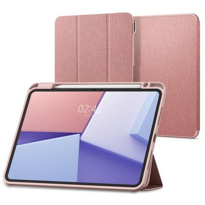 SPIGEN ACS07021 SPIGEN URBAN FIT tok álló (FLIP, oldalra nyíló, TRIFOLD, asztali tartó, ceruza tartó, textil minta) ROZÉARANY [Apple IPAD Pro 11 (2024)]