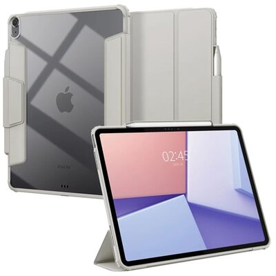 SPIGEN ACS07677 SPIGEN AIR SKIN PRO tok álló, ECO bőr hatású (aktív FLIP, oldalra nyíló, TRIFOLD, asztali tartó, ceruza tartó) SZÜRKE [Apple IPAD Pro 12.9 (2018) / IPAD Air 13 (2024)]