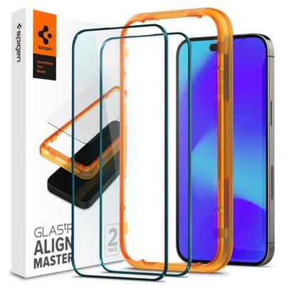 SPIGEN AGL05204 SPIGEN ALM FC képernyővédő üveg 2db (2.5D, extra karcálló, 9H, ultravékony, színkiemelés) FEKETE [Apple iPhone 14 Pro Max]