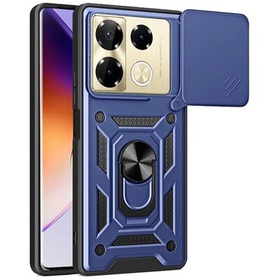 Defender szilikon telefonvédő (ütésállóság, tartógyűrű, kameravédő) SÖTÉTKÉK [Infinix Note 40 Pro 5G (X6851) / Note 40 Pro 4G (X6850)]