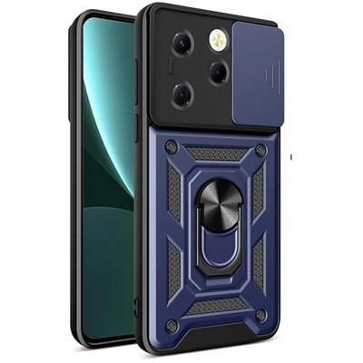 Defender szilikon telefonvédő (ütésállóság, tartógyűrű, kameravédő) SÖTÉTKÉK [Infinix Hot 40 Pro 4G]