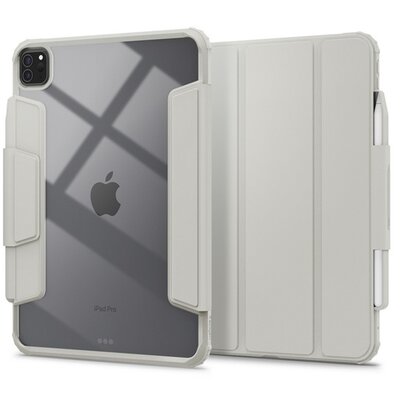 SPIGEN ACS07024 SPIGEN AIR SKIN PRO tok álló, ECO bőr hatású (aktív FLIP, oldalra nyíló, TRIFOLD, asztali tartó, ceruza tartó) SZÜRKE [Apple IPAD Pro 11 (2024)]