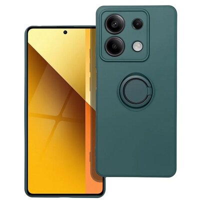 Szilikon telefonvédő (tartógyűrű, mikrofiber plüss belső, mágneses, kameravédő) SÖTÉTZÖLD [Xiaomi Redmi Note 13 5G]