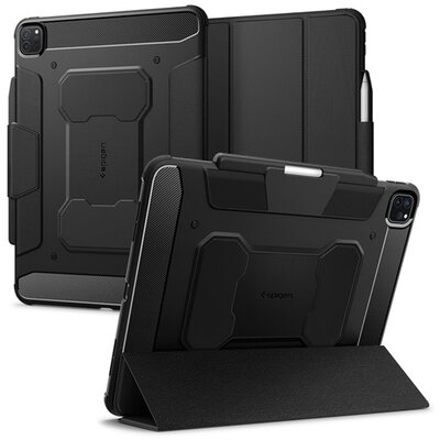 SPIGEN ACS07017 SPIGEN RUGGED ARMOR PRO tok álló (aktív FLIP, ütésállóság, TRIFOLD, asztali tartó, ceruza tartó) FEKETE [Apple IPAD Pro 11 (2024)]