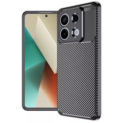 Szilikon telefonvédő (ütésállóság, légpárnás sarok, karbon minta) FEKETE [Xiaomi Redmi Note 13 5G]