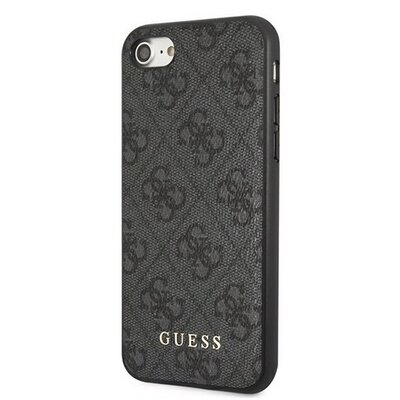 CG MOBILE GUHCI8G4GFGR GUESS 4G METAL GOLD LOGO műanyag telefonvédő (textil hátlap) SÖTÉTSZÜRKE [Apple iPhone 8 4.7 / iPhone 7 4.7 / iPhone SE 2 (2020) ]