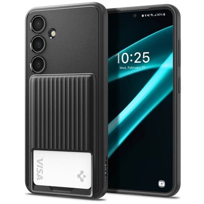 SPIGEN ACS07336 SPIGEN LIQUID SLOT szilikon telefonvédő (ütésállóság, légpárnás sarok, kártyatartó) FEKETE [Samsung Galaxy S24 Plus 5G (SM-S926)]