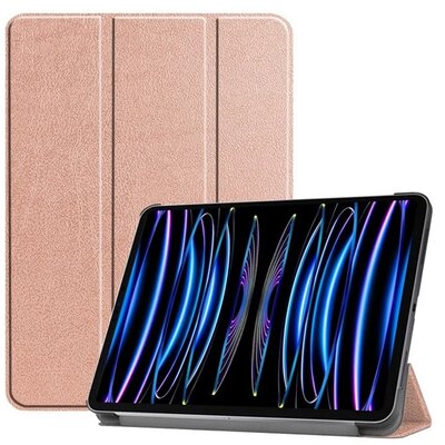 Tok álló, bőr hatású (aktív FLIP, oldalra nyíló, TRIFOLD, asztali tartó) ROZÉARANY [Apple IPAD Pro 11 (2024)]