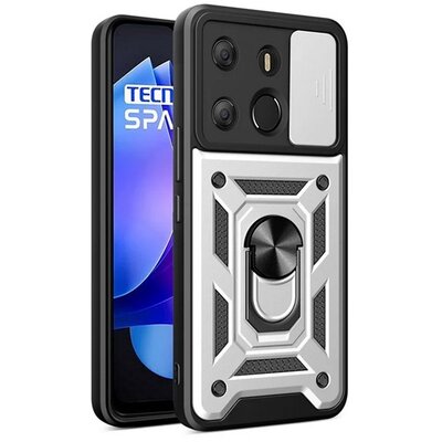 Defender szilikon telefonvédő (ütésállóság, tartógyűrű, kameravédő) EZÜST [Tecno Spark Go 2023 4G]