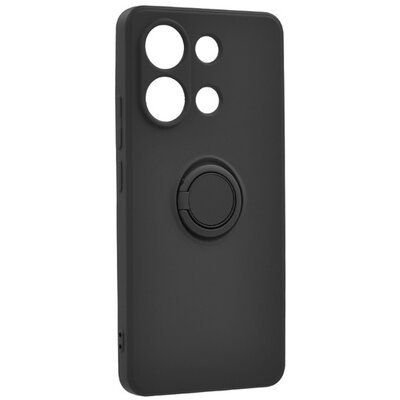 Szilikon telefonvédő (tartógyűrű, mikrofiber plüss belső, mágneses, kameravédő) FEKETE [Xiaomi Redmi Note 13 4G]