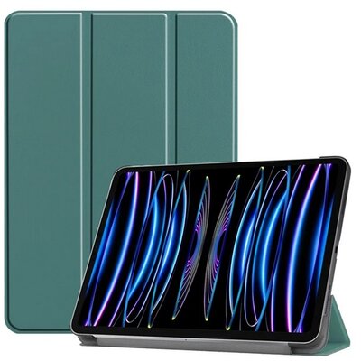 Tok álló, bőr hatású (aktív FLIP, oldalra nyíló, TRIFOLD, asztali tartó) SÖTÉTZÖLD [Apple IPAD Pro 11 (2024)]