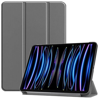 Tok álló, bőr hatású (aktív FLIP, oldalra nyíló, TRIFOLD, asztali tartó) SÖTÉTSZÜRKE [Apple IPAD Pro 11 (2024)]