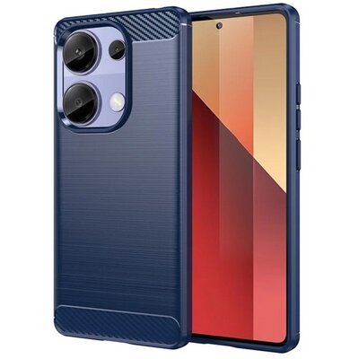 Szilikon telefonvédő (ütésállóság, légpárnás sarok, szálcsiszolt, karbon minta) SÖTÉTKÉK [Xiaomi Poco M6 Pro 4G / Redmi Note 13 Pro 4G]