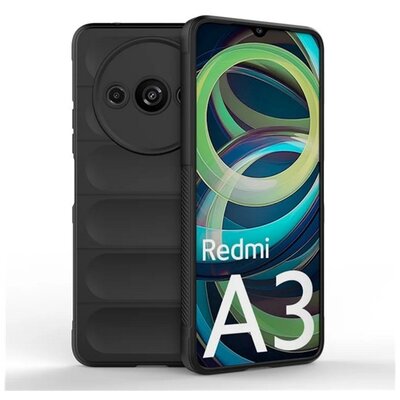 Szilikon telefonvédő (ütésállóság, kameravédő, 3D) FEKETE [Xiaomi Redmi A3 4G]