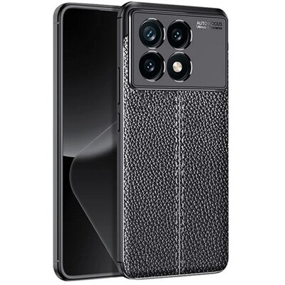 Szilikon telefonvédő (ütésállóság, bőr hatású, varrás minta) FEKETE [Xiaomi Poco X6 Pro 5G]