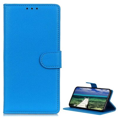 Tok álló, bőr hatású (FLIP, oldalra nyíló, asztali tartó, prémium) VILÁGOSKÉK [Samsung Galaxy Xcover 7 5G (SM-G556)]