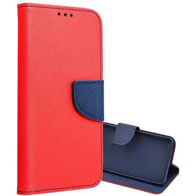 Tok álló, bőr hatású (FLIP, oldalra nyíló, asztali tartó, kártyazseb, textil hatás) PIROS/KÉK [Xiaomi Poco X6 5G / Redmi Note 13 Pro 5G]