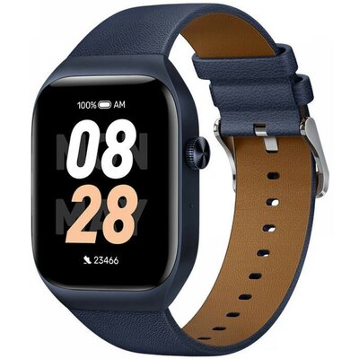 Bluetooth okosóra, szilikon szíj, fémház, v5.3, AMOLED kijelző, aktivitás és egészség mérő, vízálló, Mibro Watch T2, sötétkék, gyári