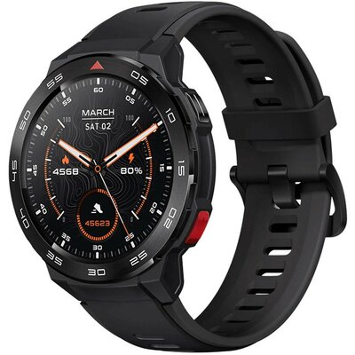 Bluetooth okosóra, szilikon szíj, fémház, v5.3, AMOLED kijelző, aktivitás és egészség mérő, vízálló, Mibro Watch GS Pro, fekete, gyári