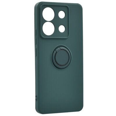 Szilikon telefonvédő (tartógyűrű, mikrofiber plüss belső, mágneses, kameravédő) SÖTÉTZÖLD [Xiaomi Poco X6 5G / Redmi Note 13 Pro 5G]