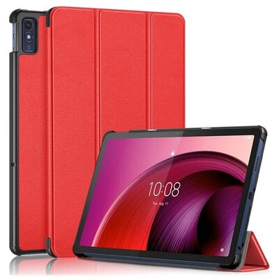 Tok álló, bőr hatású (aktív FLIP, oldalra nyíló, TRIFOLD, asztali tartó) PIROS [Lenovo Tab M10 5G (TB-X607)]