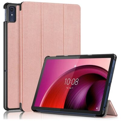 Tok álló, bőr hatású (aktív FLIP, oldalra nyíló, TRIFOLD, asztali tartó) ROZÉARANY [Lenovo Tab M10 5G (TB-X607)]