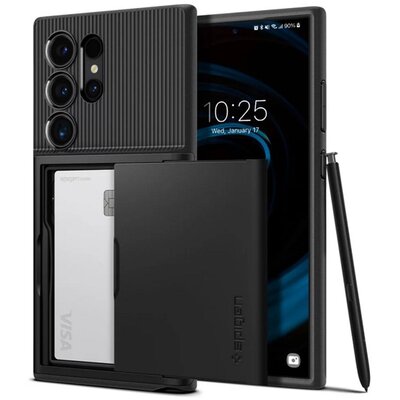 SPIGEN ACS07306 SPIGEN SLIM ARMOR CS szilikon telefonvédő (műanyag hátlap, kártyatartó, ütésállóság, légpárnás sarok) FEKETE [Samsung Galaxy S24 Ultra 5G (SM-S928)]