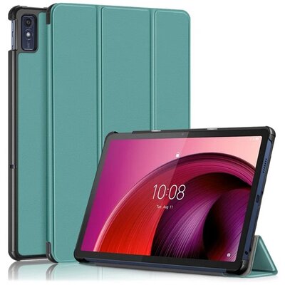 Tok álló, bőr hatású (aktív FLIP, oldalra nyíló, TRIFOLD, asztali tartó) SÖTÉTZÖLD [Lenovo Tab M10 5G (TB-X607)]